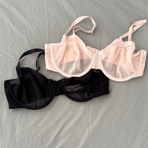 Auden Black and Pink Sheer Underwire Bras